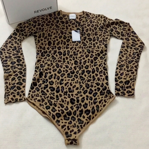 MADELEINE THOMPSON Tops - cashmere MADELEINE THOMPSON sz L 8-10 Gill Bodysuit Dark Leopard New NWT
